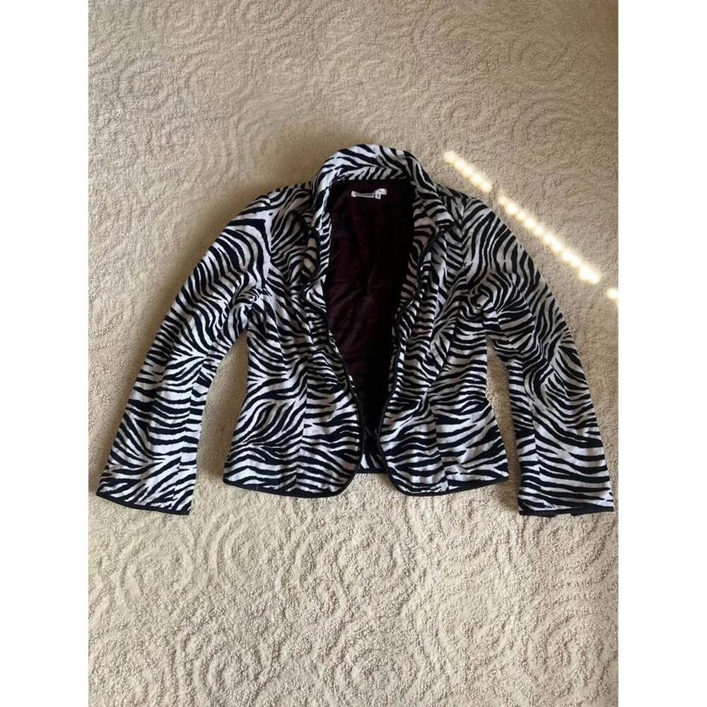 Maggy London Zebra Print Blazer – Size 10 Bold Animal Print
